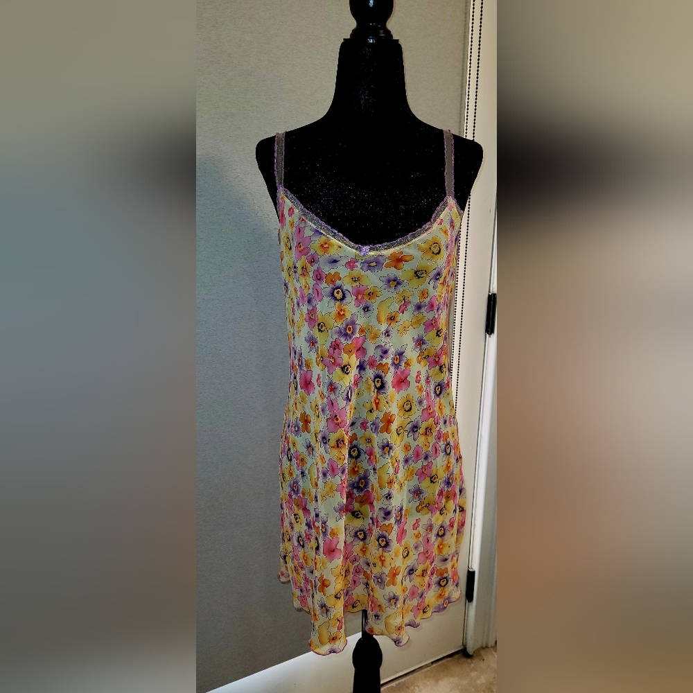 Vintage Floral Spaghetti Strap Sheer Dress or Sleepwear Josie XS Romantic & Sexy
